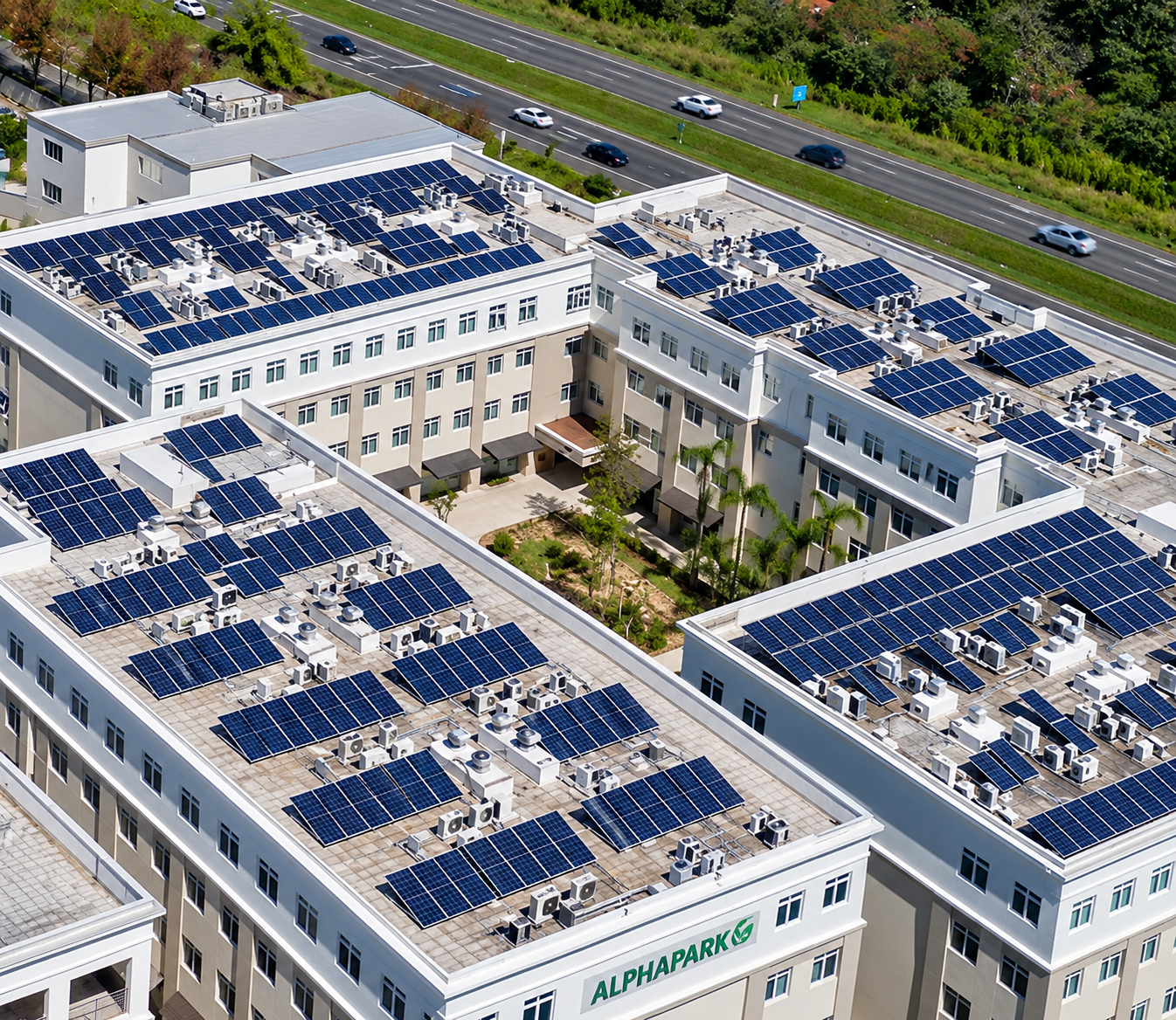 AlphaVille Empresarial — painéis solares fotovoltaicos